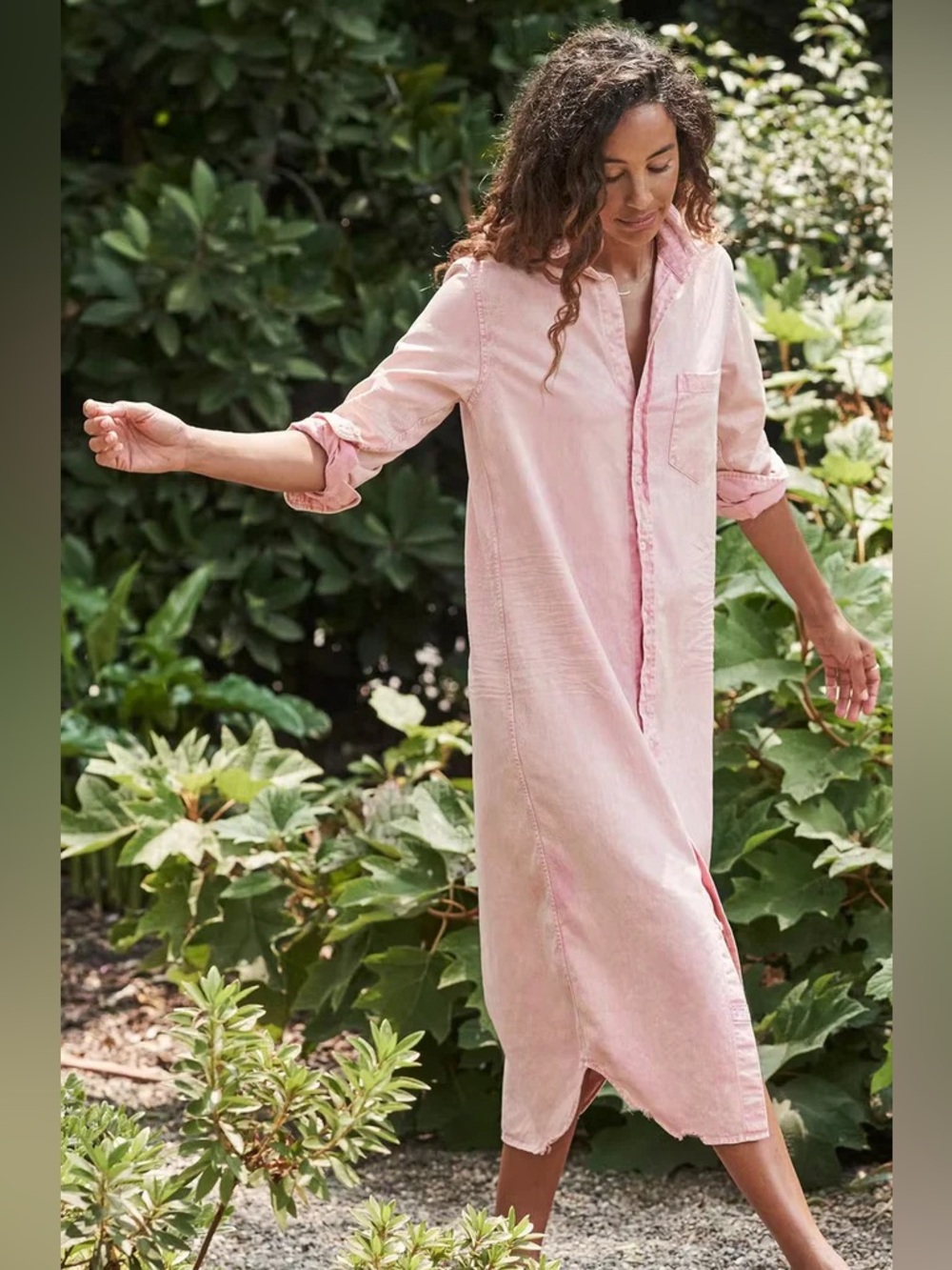 Frank & Eileen Rory Maxi Dress in Light Pink Mineral Wash - Size XS